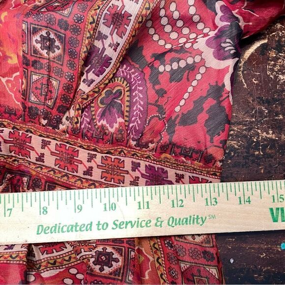 Ranna‎ Gill Ceret Red Burgundy Long Sleeve Boho Indie Maxi Dress Sz 0 - Picture 6 of 9